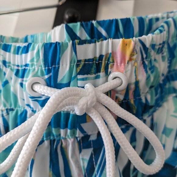 🌸 OP Ocean Pacific Board Shorts w/ Pockets & Zippers in Tropical Blue Palm NWT - Picture 7 of 8